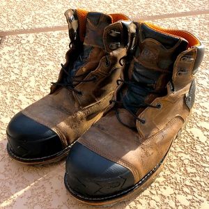 Timberland Work Boots Pro260 Mens 14M Brown Leather Waterproof Composite Toe